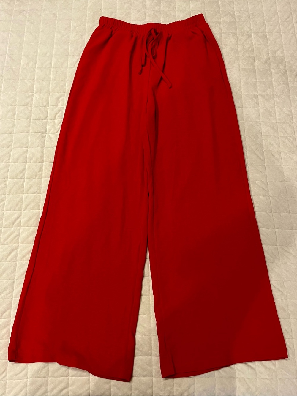 SHEIN Red Wide-Leg Drawstring Pants